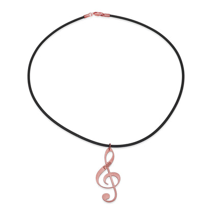 Colgante Clave de Sol en Plata de Ley 925 y baño Oro rosa 18k