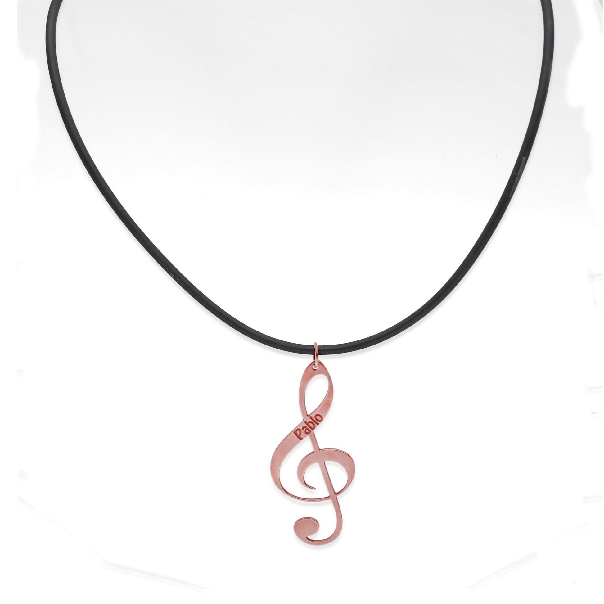 Colgante Clave de Sol en Plata de Ley 925 y baño Oro rosa 18k