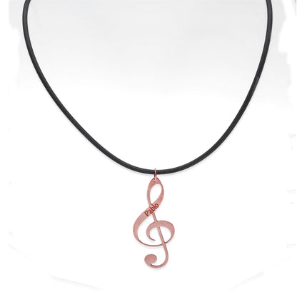 Colgante Clave de Sol en Plata de Ley 925 y baño Oro rosa 18k