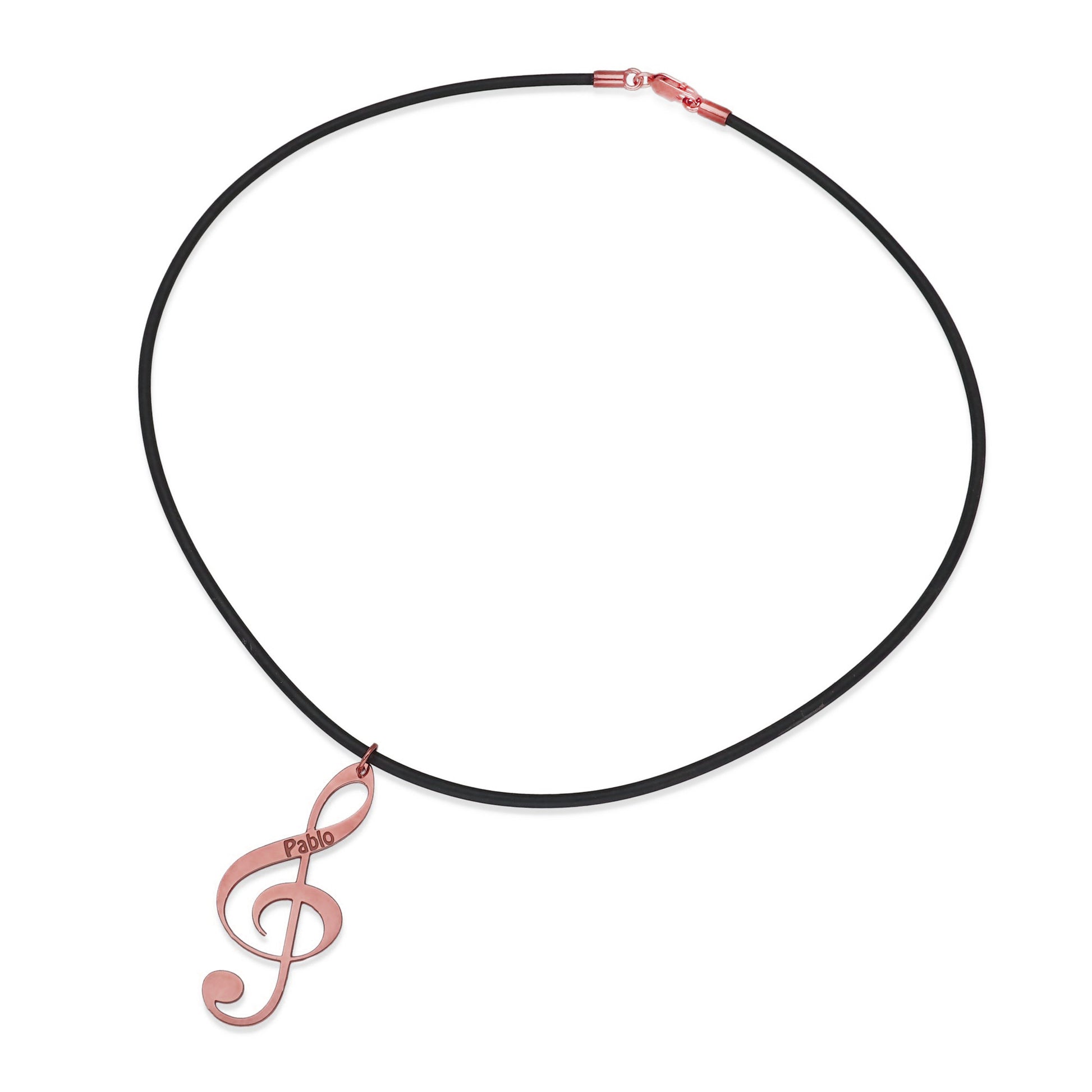 Colgante Clave de Sol en Plata de Ley 925 y baño Oro rosa 18k