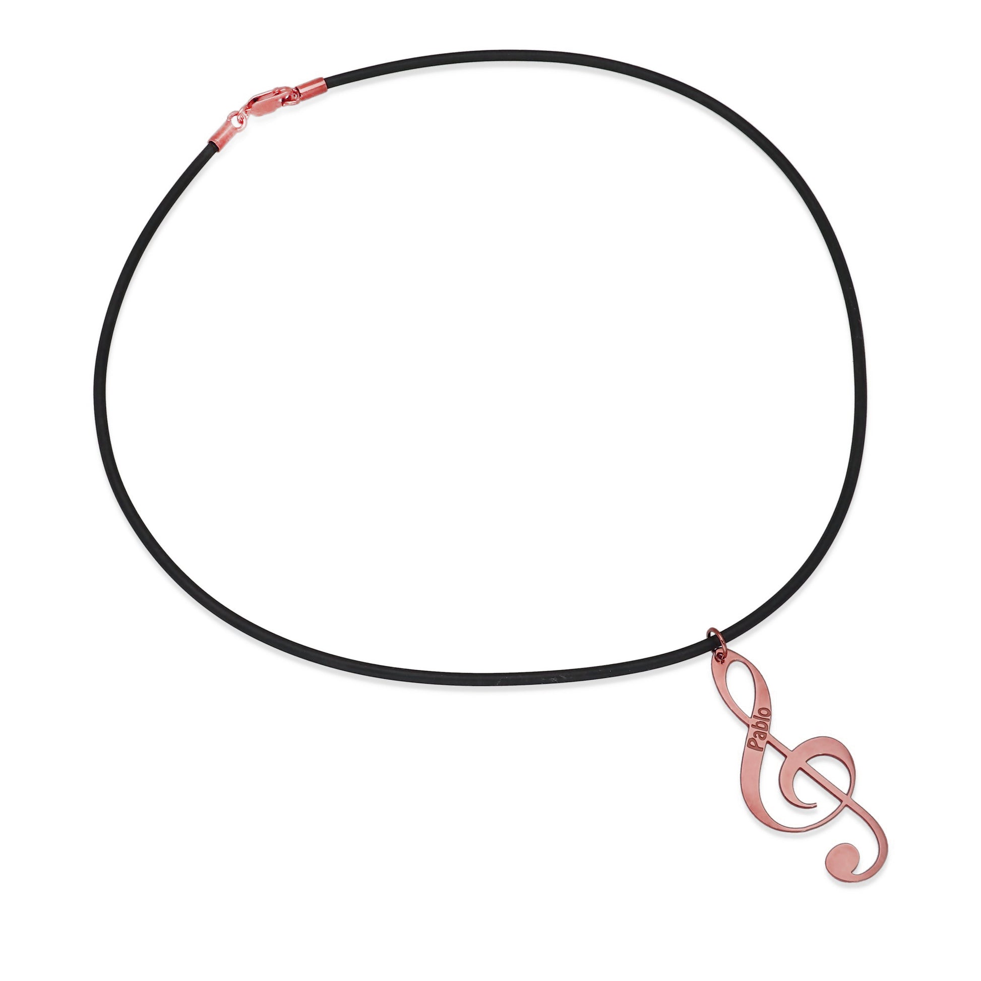 Colgante Clave de Sol en Plata de Ley 925 y baño Oro rosa 18k