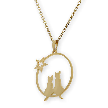 Colgante Gato y Estrella en Plata de Ley 925