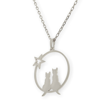 Colgante Gato y Estrella en Plata de Ley 925 y baño Oro 18k