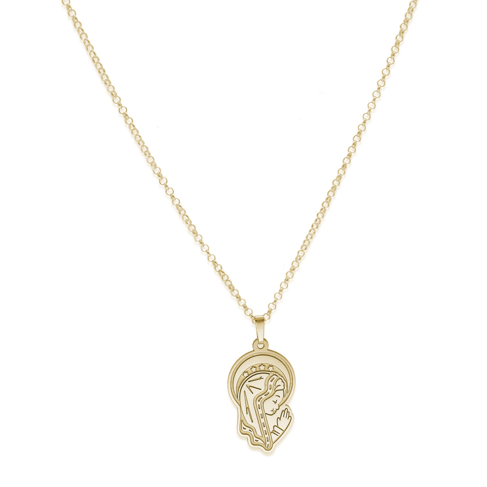 Colgante Virgen Niña en Plata de Ley 925 y baño Oro 18k