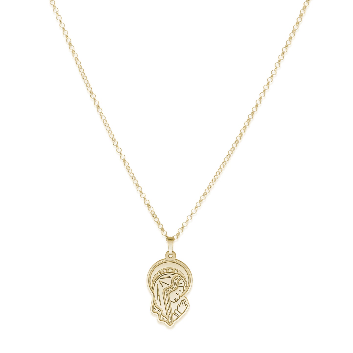 Colgante Virgen Niña en Plata de Ley 925 y baño Oro 18k