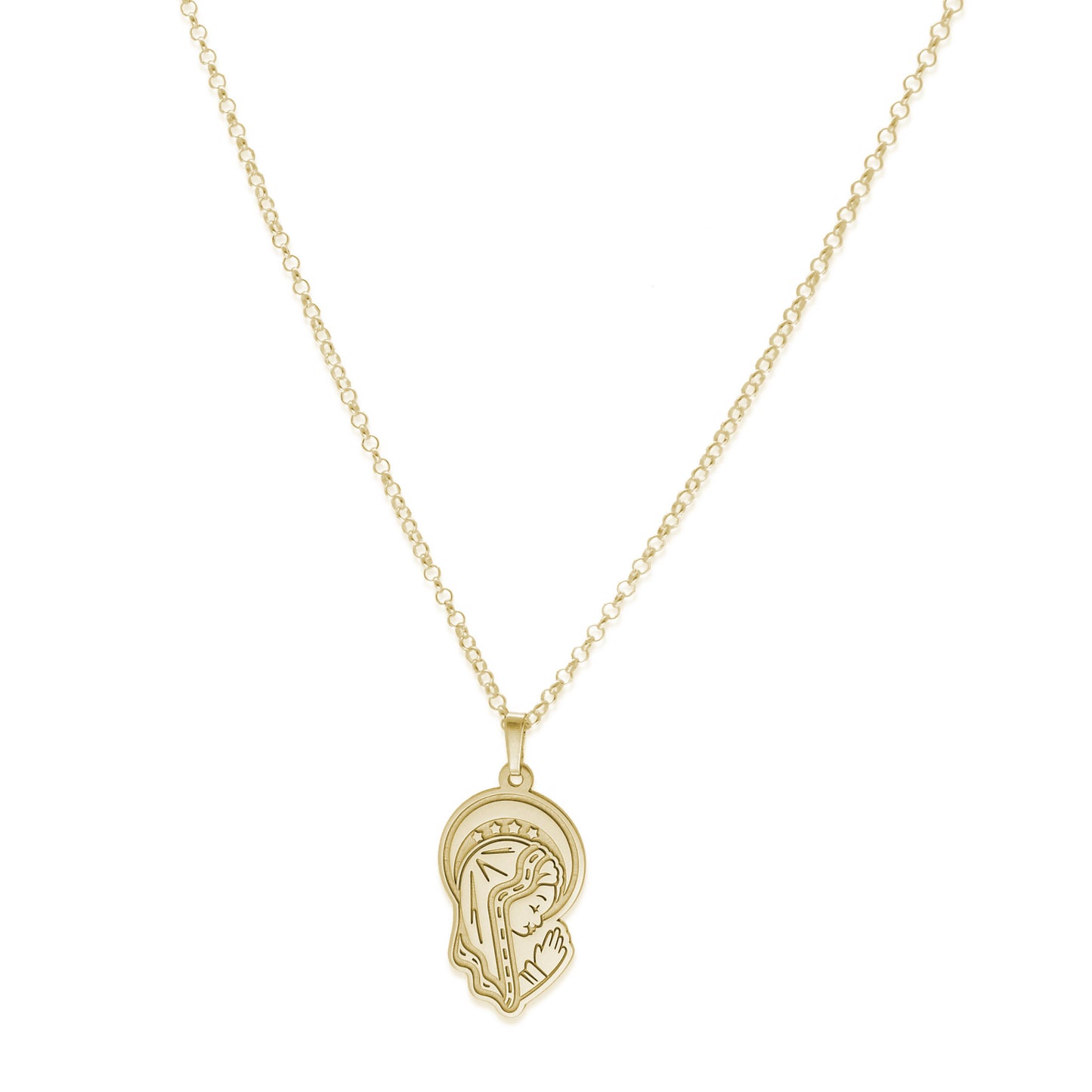 Colgante Virgen Niña en Plata de Ley 925 y baño Oro 18k