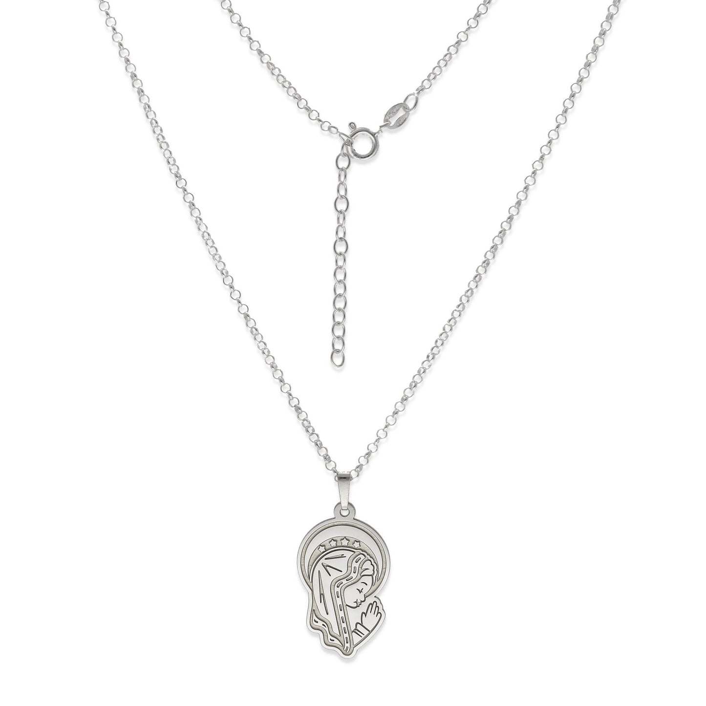 Colgante Virgen Niña en Plata de Ley 925 y baño Oro rosa 18k