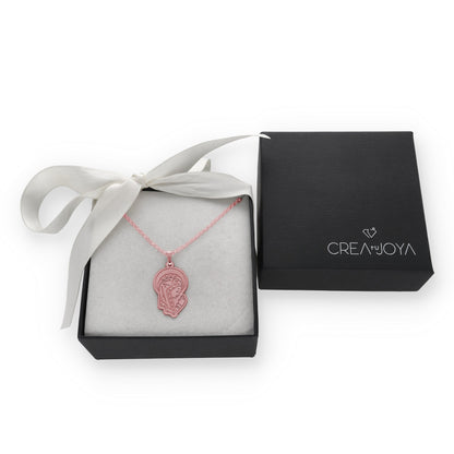 Colgante Virgen Niña en Plata de Ley 925 y baño Oro rosa 18k