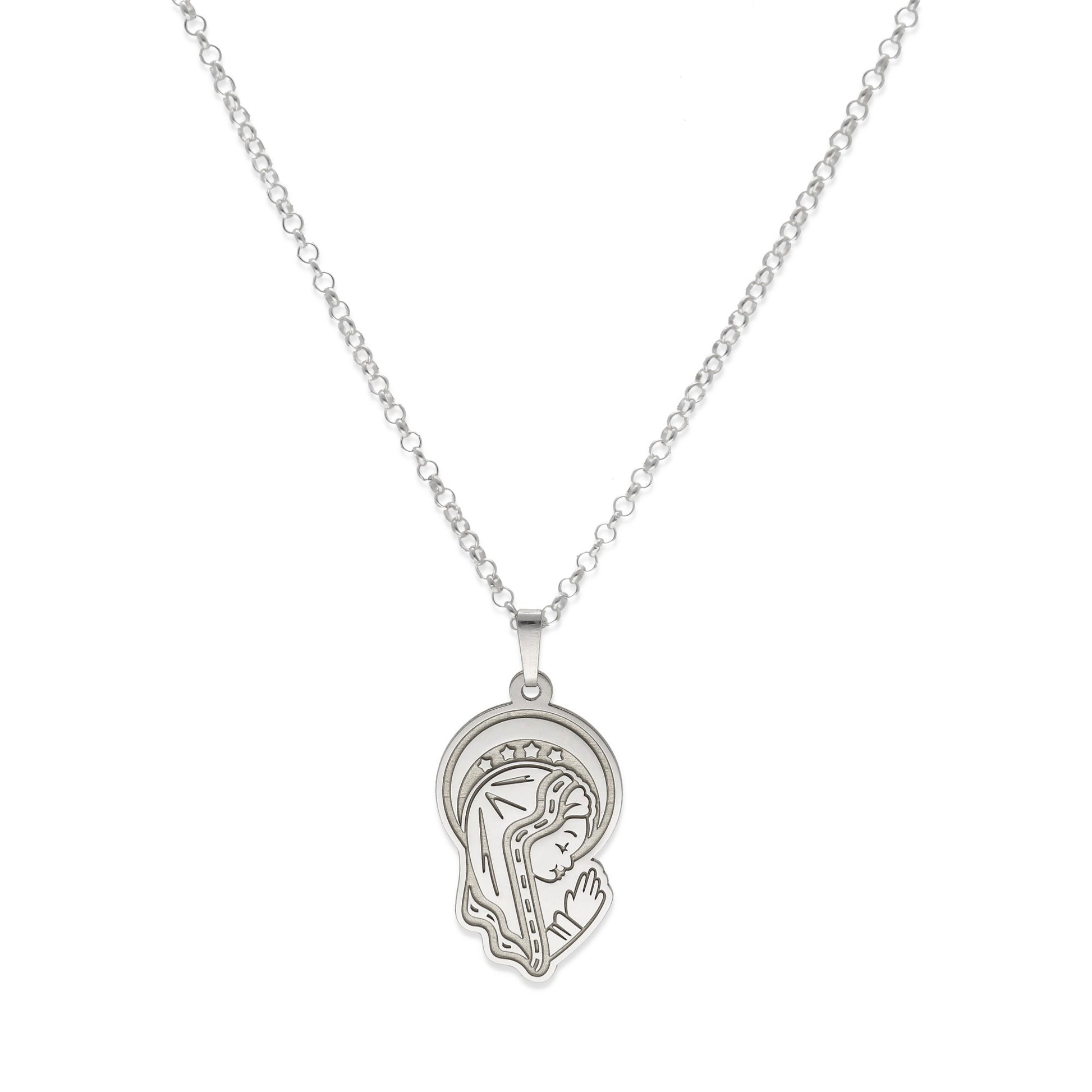 Colgante Virgen Niña en Plata de Ley 925 y baño Oro rosa 18k