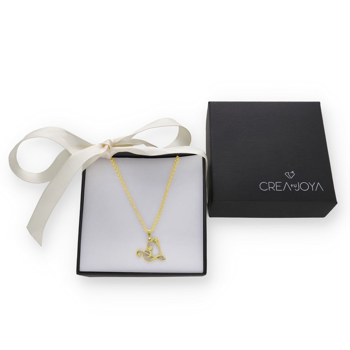 Colgante Love Music en Plata de Ley 925 y baño Oro rosa 18k