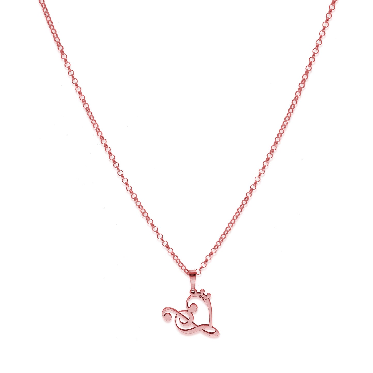 Colgante Love Music en Plata de Ley 925 y baño Oro rosa 18k
