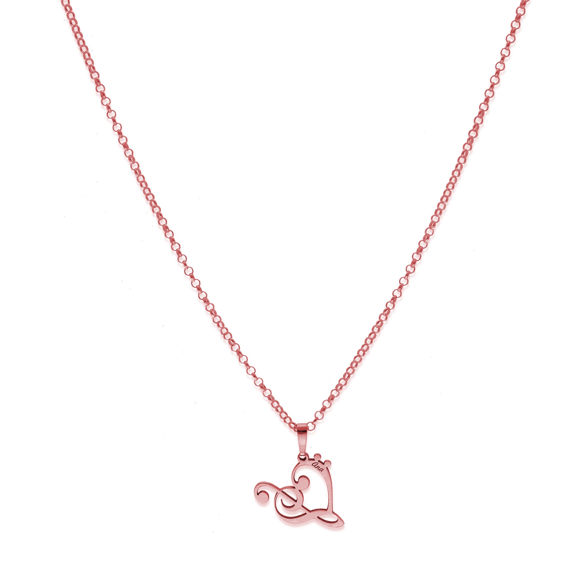 Colgante Love Music en Plata de Ley 925 y baño Oro rosa 18k