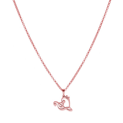 Colgante Love Music en Plata de Ley 925 y baño Oro rosa 18k