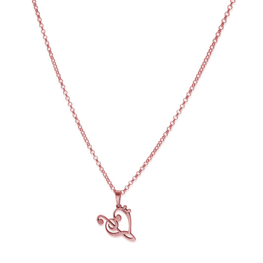Colgante Love Music en Plata de Ley 925 y baño Oro rosa 18k