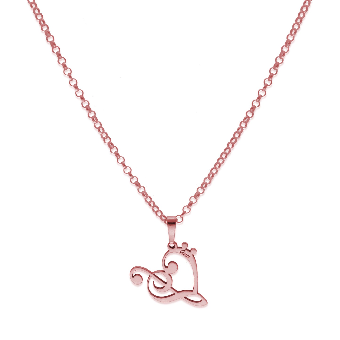 Colgante Love Music en Plata de Ley 925 y baño Oro rosa 18k
