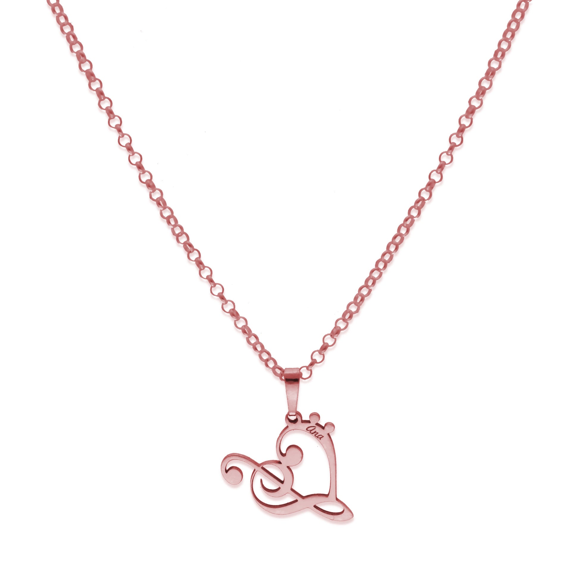 Colgante Love Music en Plata de Ley 925 y baño Oro rosa 18k