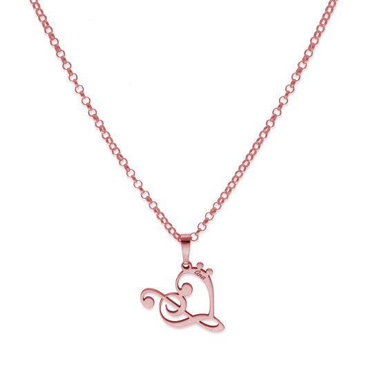 Colgante Love Music en Plata de Ley 925 y baño Oro rosa 18k
