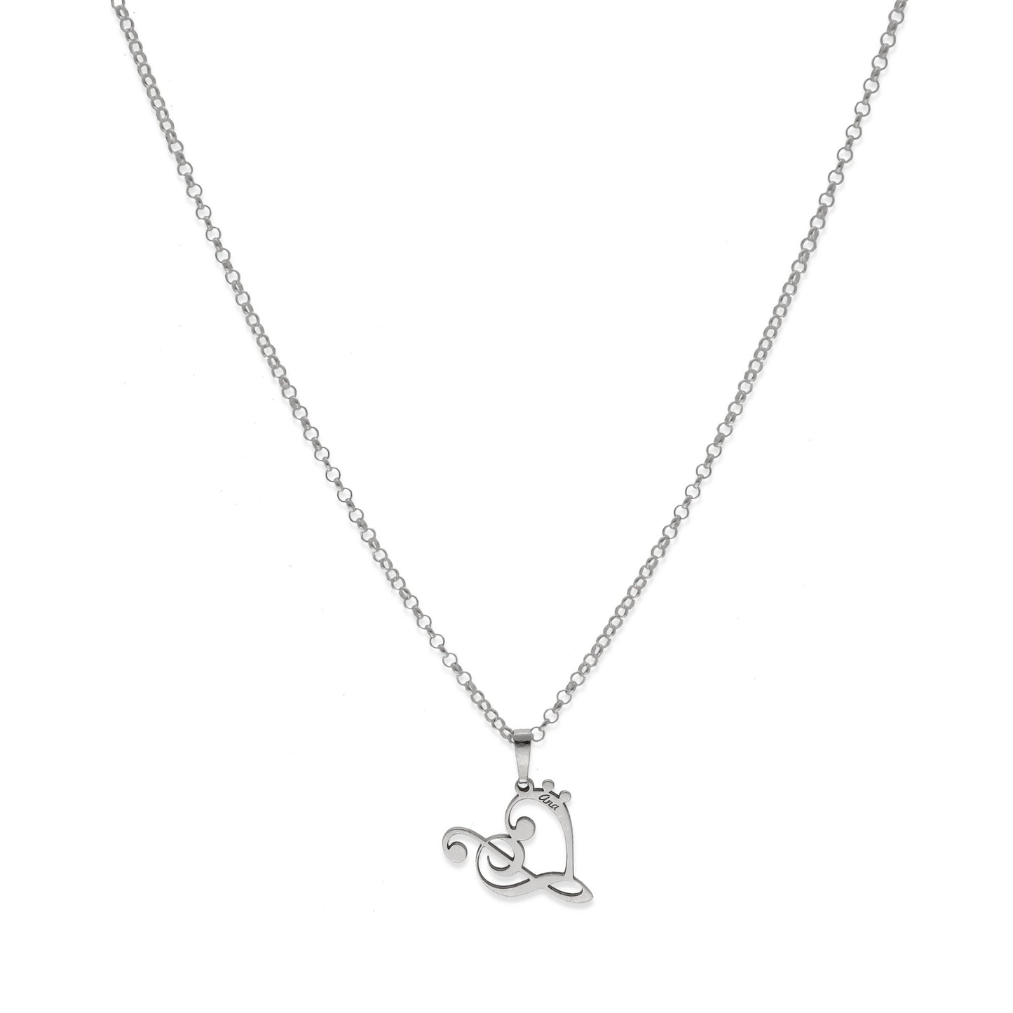Colgante Love Music en Plata de Ley 925 y baño Oro rosa 18k