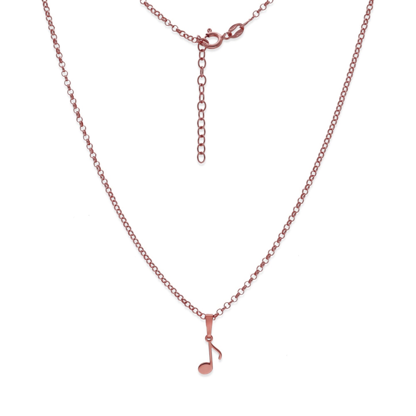 Colgante Nota Musical en Plata de Ley 925 y baño Oro rosa 18k