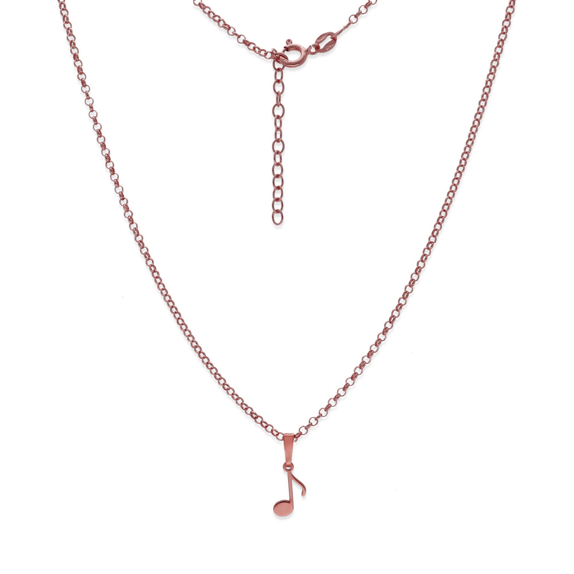 Colgante Nota Musical en Plata de Ley 925 y baño Oro rosa 18k