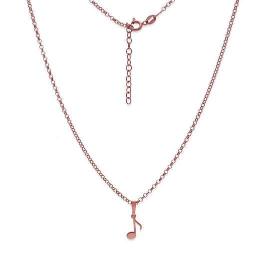 Colgante Nota Musical en Plata de Ley 925 y baño Oro rosa 18k