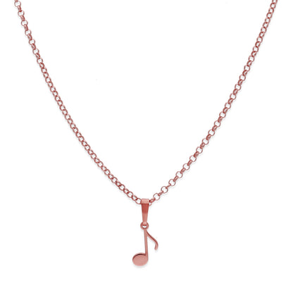 Colgante Nota Musical en Plata de Ley 925 y baño Oro rosa 18k