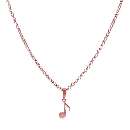 Colgante Nota Musical en Plata de Ley 925 y baño Oro rosa 18k