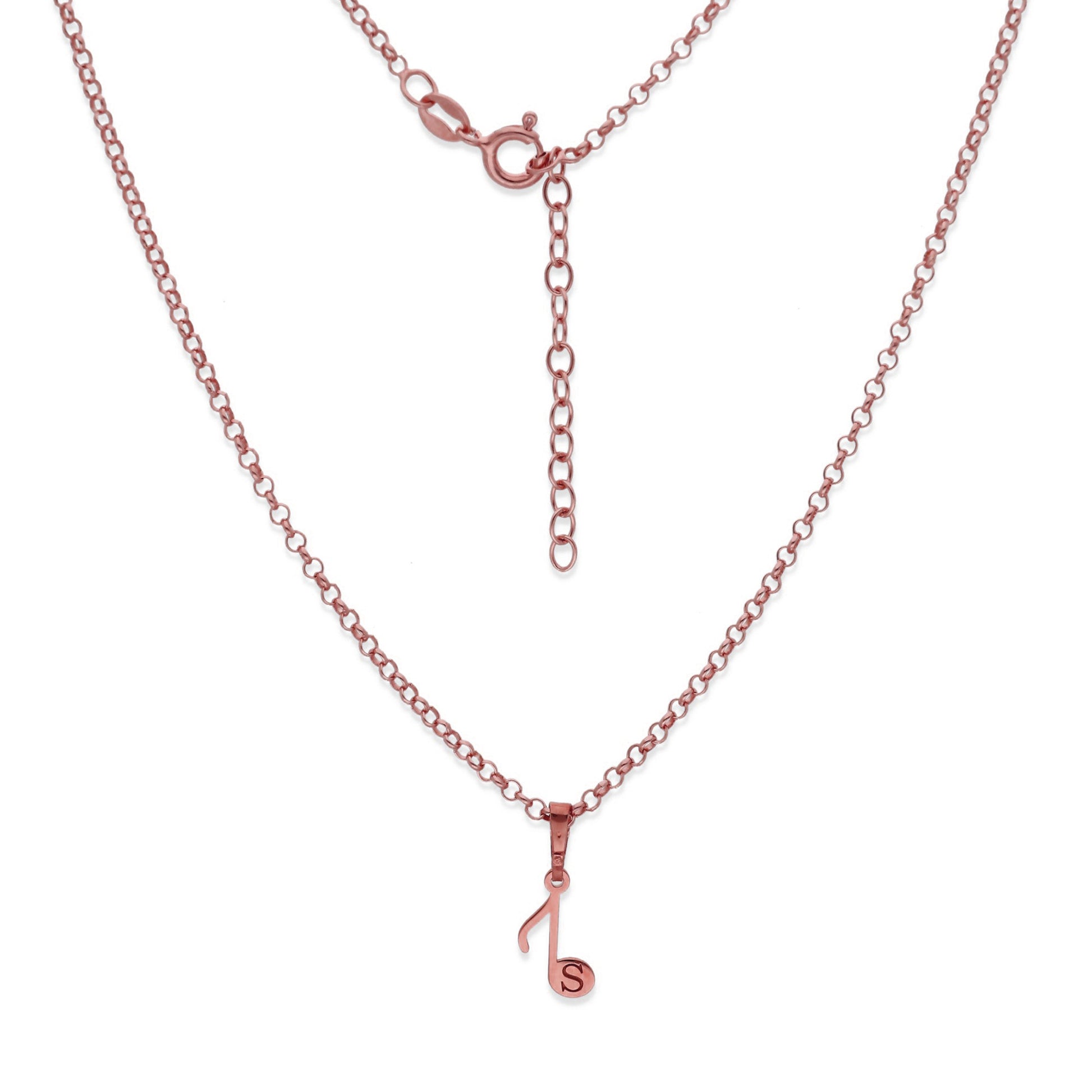 Colgante Nota Musical en Plata de Ley 925 y baño Oro rosa 18k