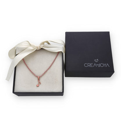 Colgante Nota Musical en Plata de Ley 925 y baño Oro rosa 18k