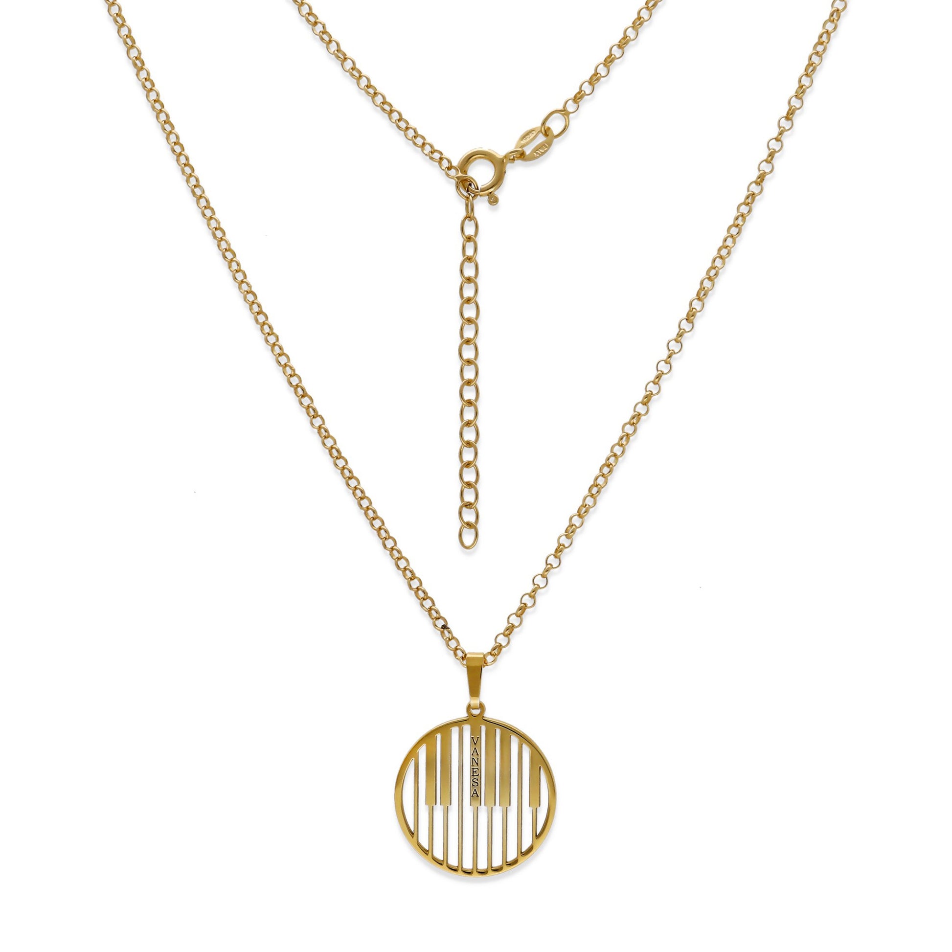 Colgante Piano en Plata de Ley 925 y baño Oro 18k
