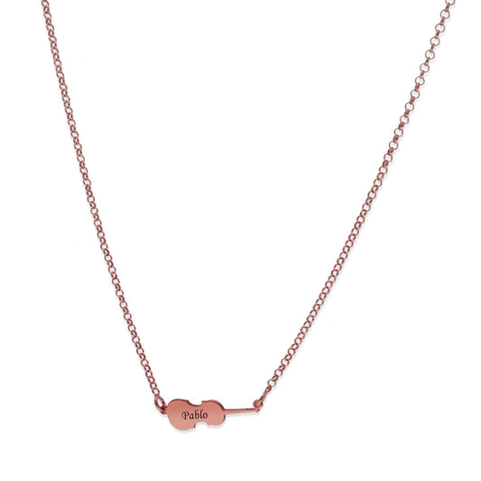 Colgante Violín en Plata de Ley 925 y baño Oro rosa 18k