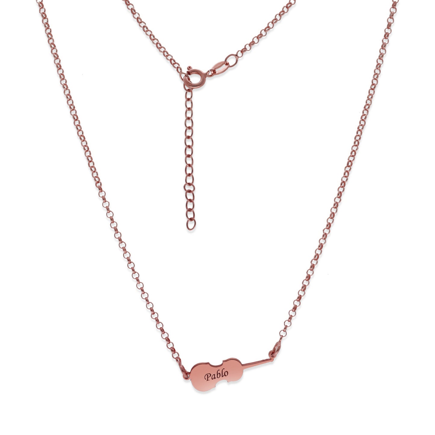 Colgante Violín en Plata de Ley 925 y baño Oro rosa 18k