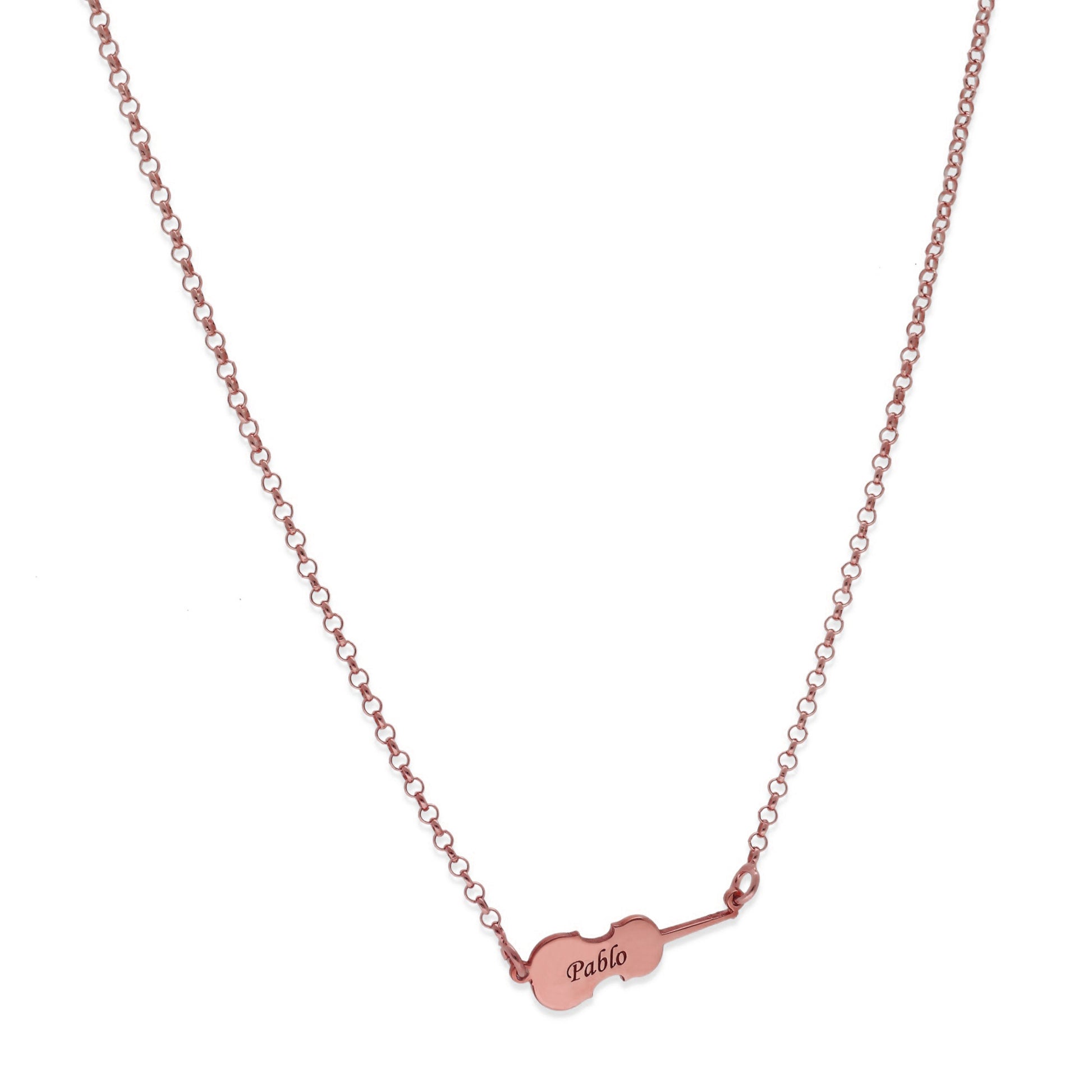 Colgante Violín en Plata de Ley 925 y baño Oro rosa 18k