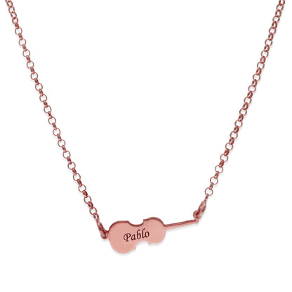 Colgante Violín en Plata de Ley 925 y baño Oro rosa 18k