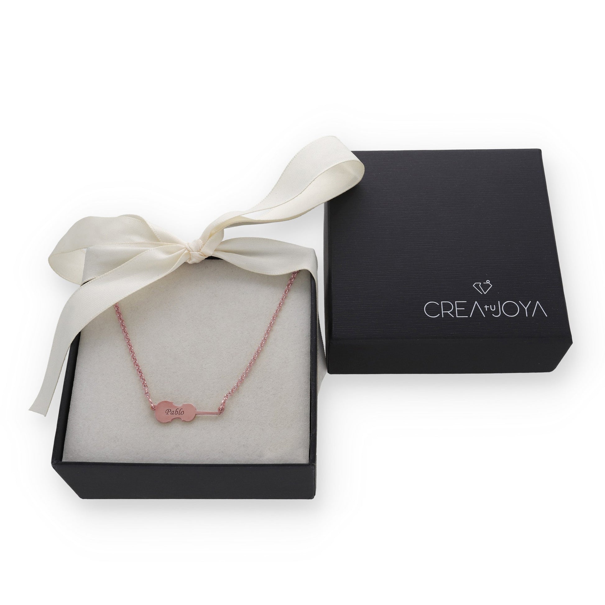 Colgante Violín en Plata de Ley 925 y baño Oro rosa 18k