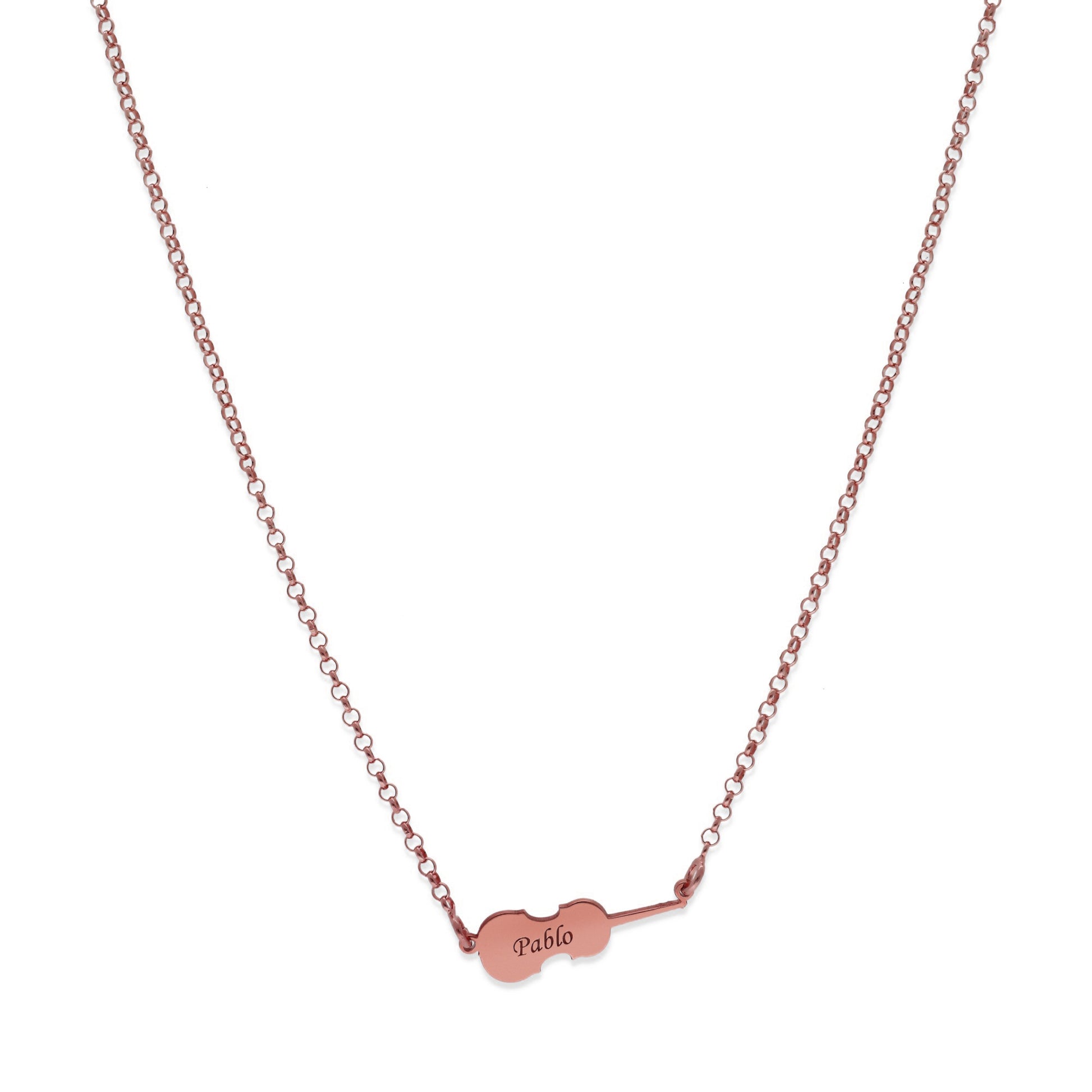 Colgante Violín en Plata de Ley 925 y baño Oro rosa 18k