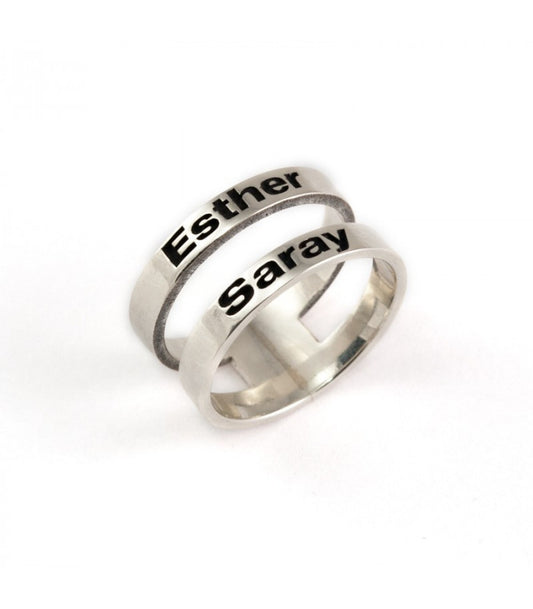 Anillo Dos Nombres Plata 925
