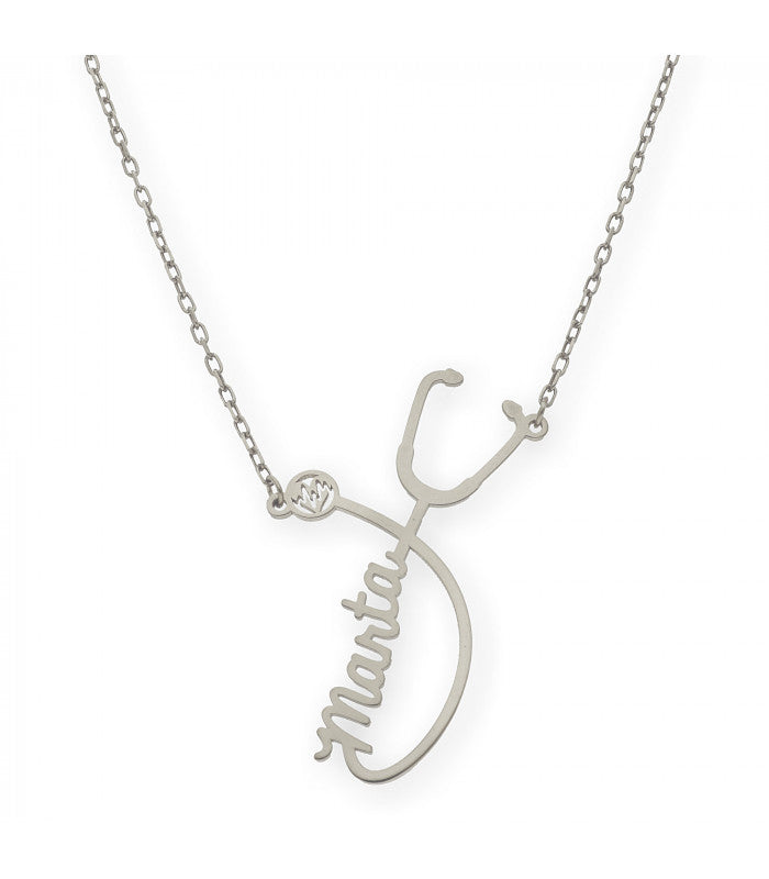 Colgante Fonendoscopio Nombre en Plata 925
