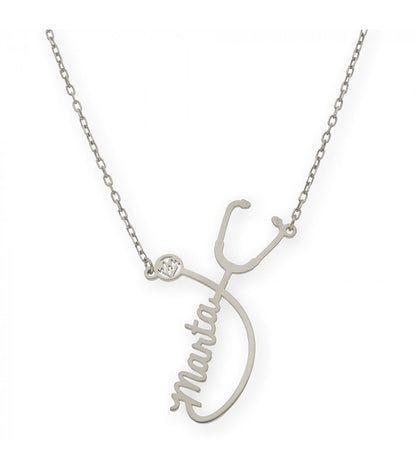 Colgante Fonendoscopio Nombre en Plata 925