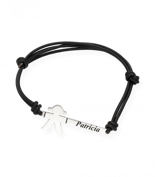 Pulsera de cuero negro Inocente niña