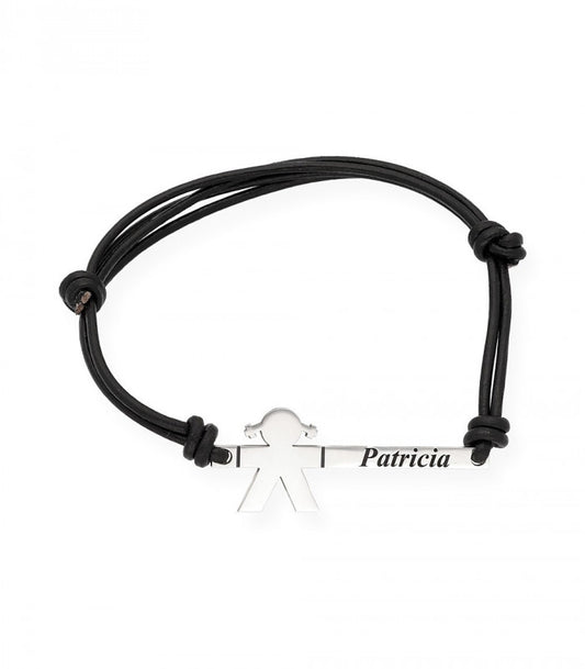 Pulsera de cuero negro Inocente niña