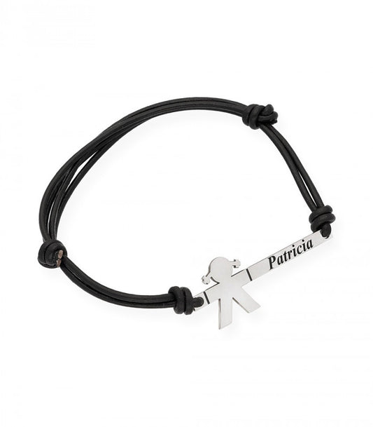 Pulsera de cuero negro Inocente niña