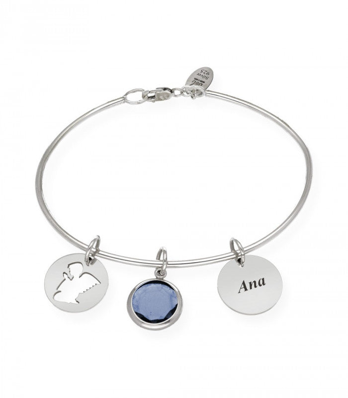 Pulsera rígida para comunión con piedra de color