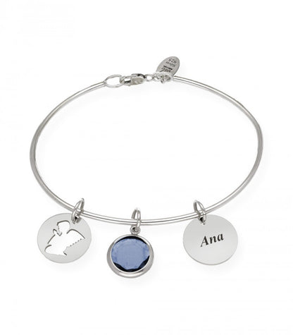 Pulsera rígida para comunión con piedra de color