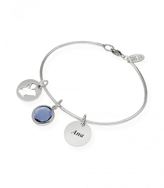 Pulsera rígida para comunión con piedra de color