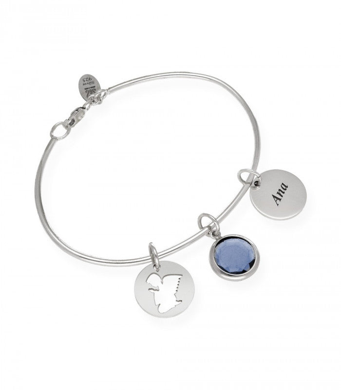 Pulsera rígida para comunión con piedra de color