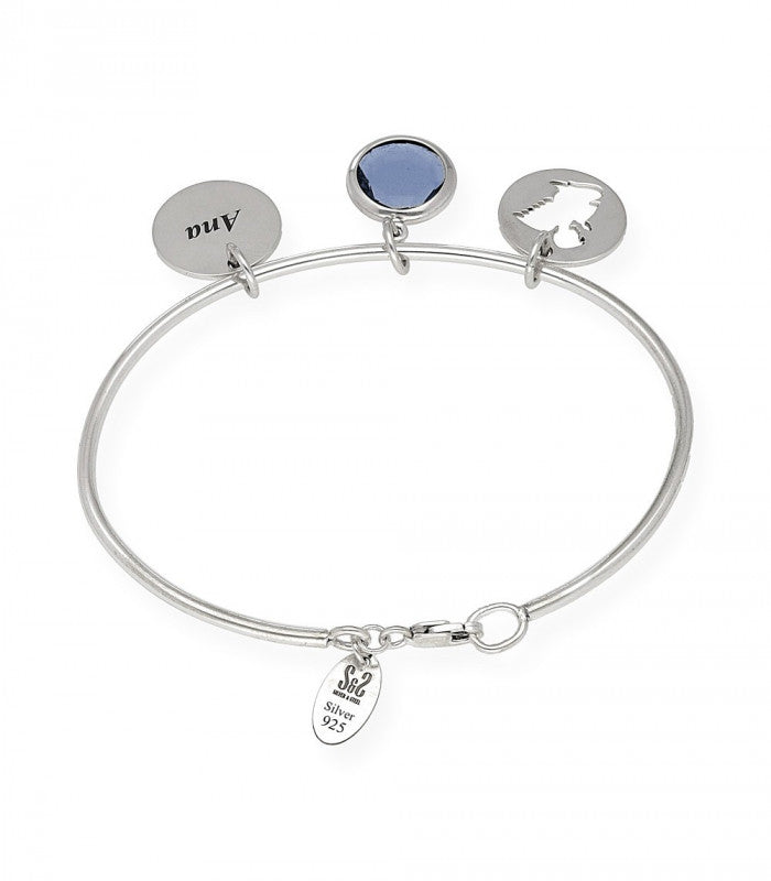 Pulsera rígida para comunión con piedra de color