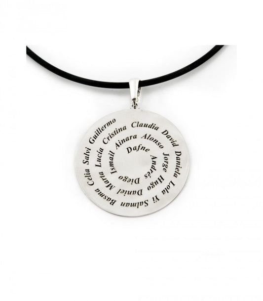 Colgante Te Queremos Profe Con Nombres Grabados Detrás Plata 925