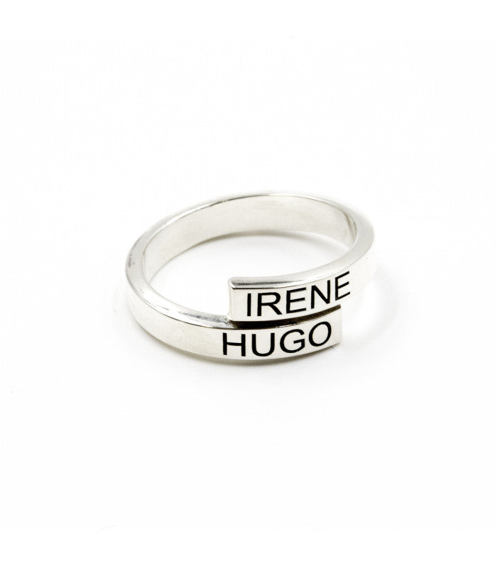 Anillo Doble Nombre Personalizada Plata 925