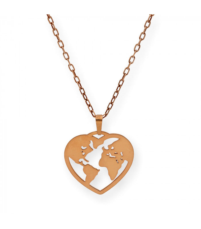 Colgante Corazón Bola del Mundo Plata 925